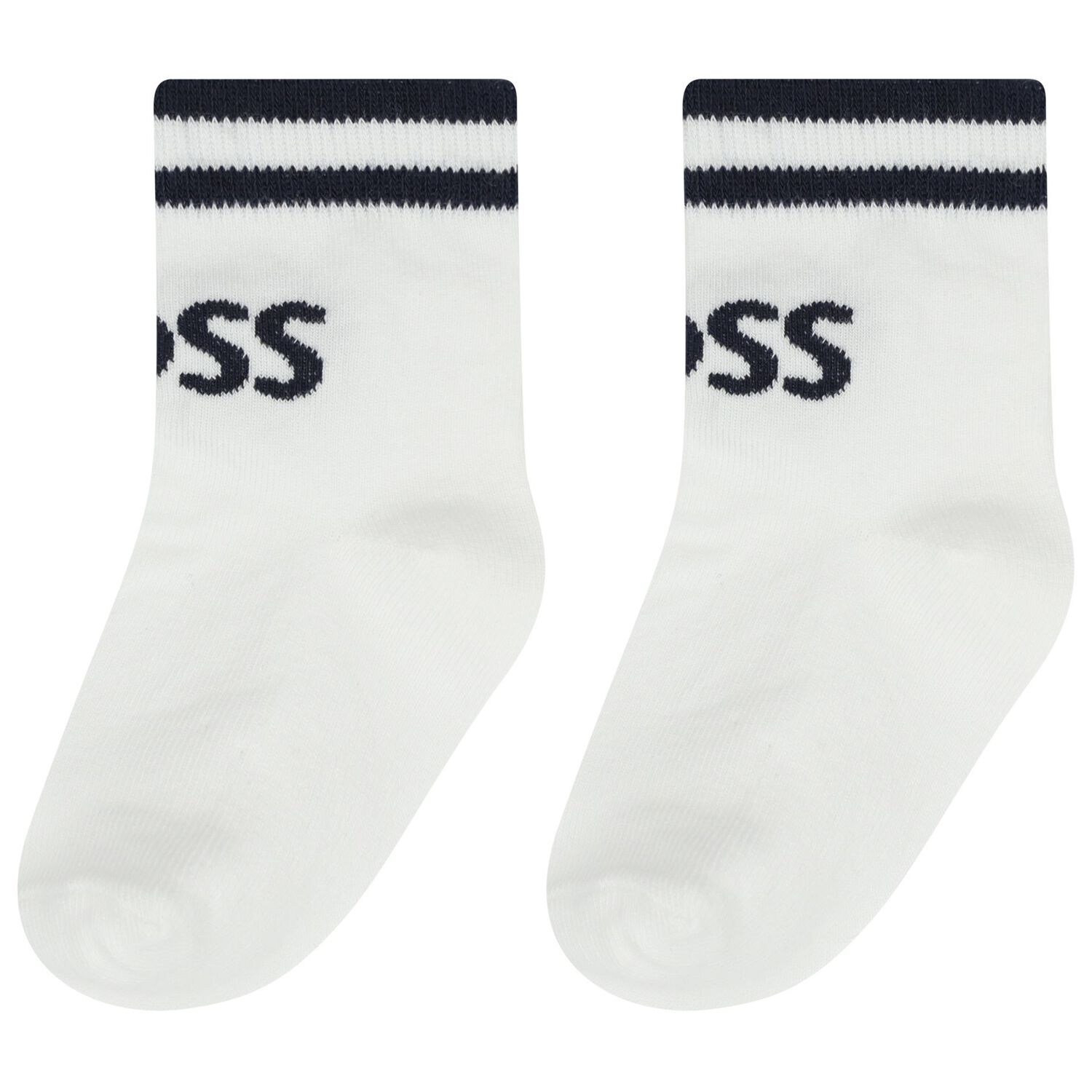 Baby Boys White & Blue Logo Socks ( 3-Pack ) , 2, hi-res