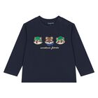 Younger Boys Navy Blue Racoon Long Sleeve Top, 2, hi-res