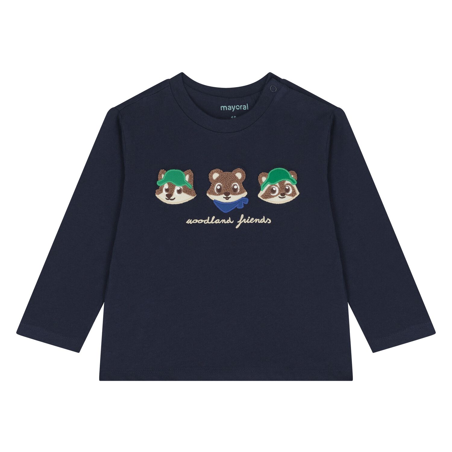 Younger Boys Navy Blue Racoon Long Sleeve Top, 2, hi-res