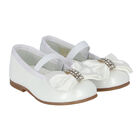 Girls White Bow Leather Shoes, 1, hi-res