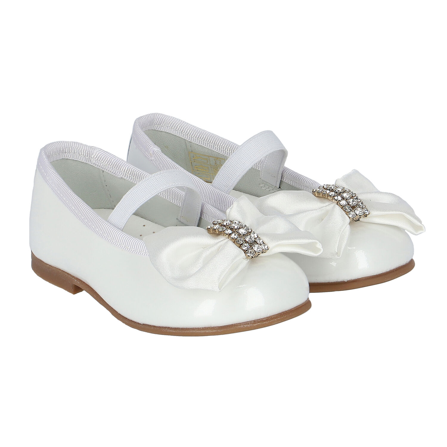Girls White Bow Leather Shoes, 1, hi-res