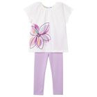 Girls White & Lilac Leggings Set, 1, hi-res