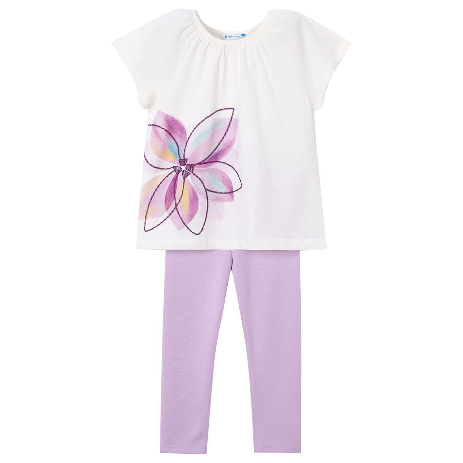 Girls White & Lilac Leggings Set, 1, hi-res