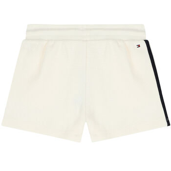 Girls Ivory Logo Ribbed Shorts