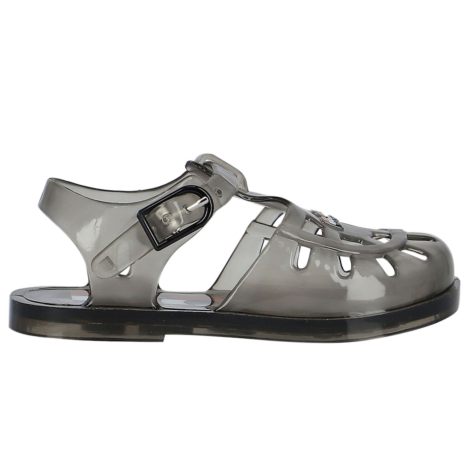 Boys Black Logo Jelly Sandals, 1, hi-res