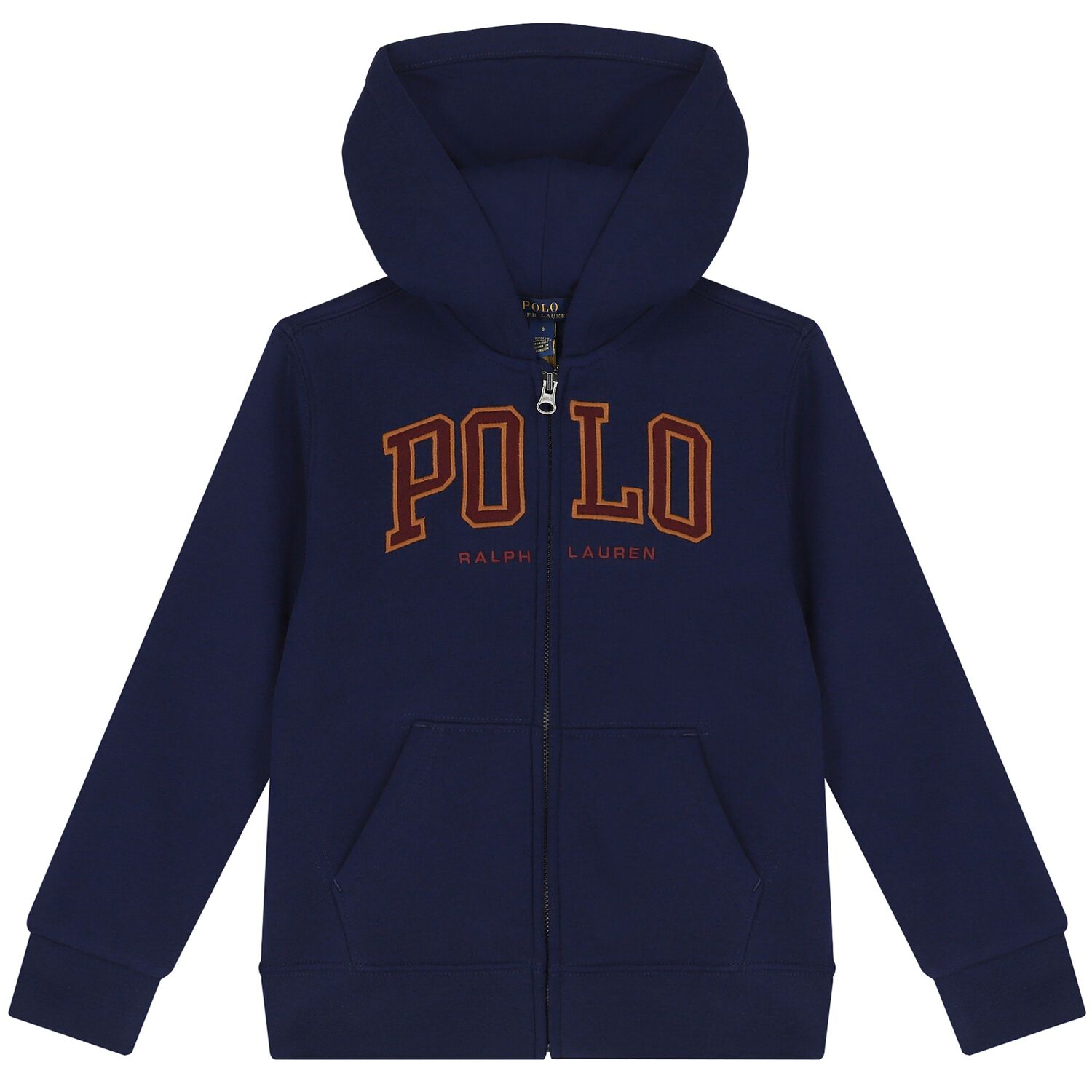Boys Navy Blue Logo Hooded Zip Up Top, 2, hi-res image number null