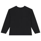 Boys Black Logo Long Sleeve Top, 1, hi-res