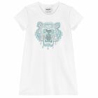 Girls White Tiger Dress, 1, hi-res