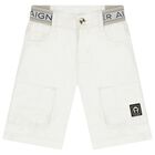 Boys White Logo Shorts, 1, hi-res
