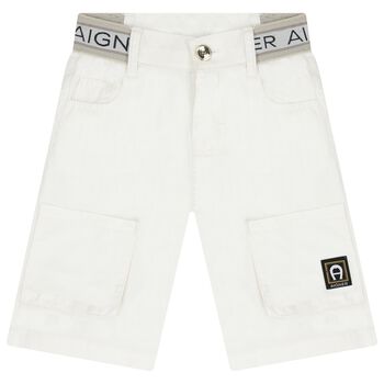 Boys White Logo Shorts