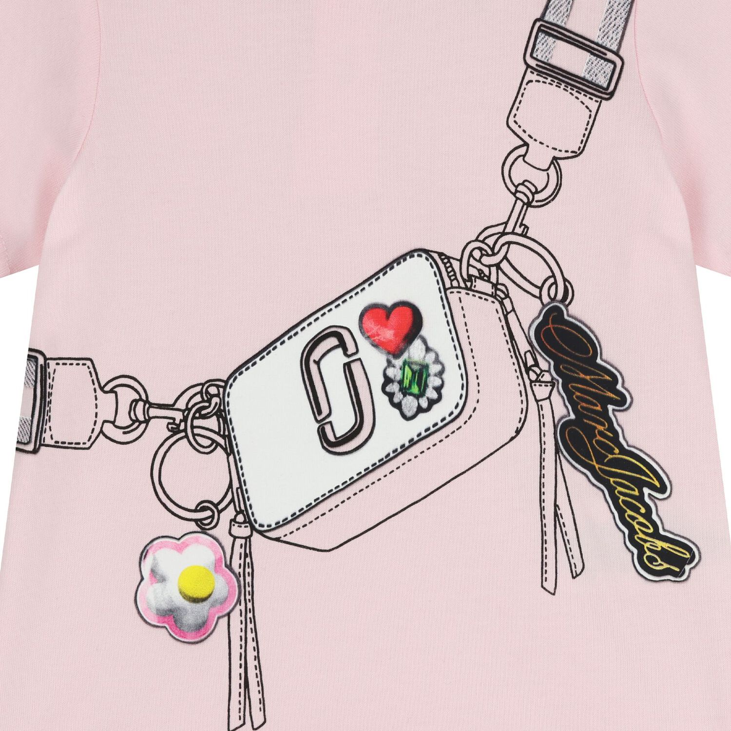 Younger Girls Pink & White Bag Shorts Set, 1, hi-res