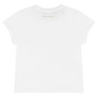 Girls White & Gold Logo T-Shirt, 1, hi-res