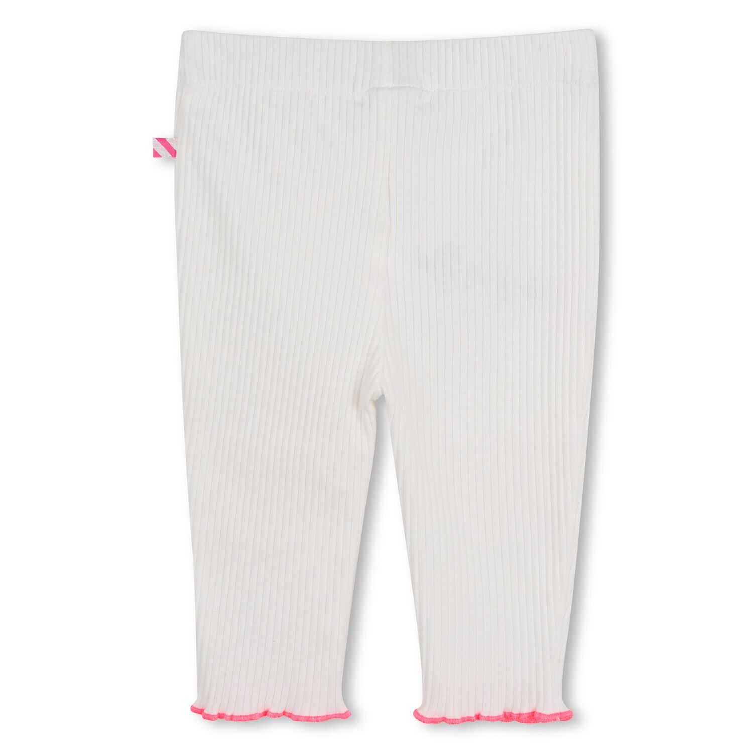 Younger Girls White & Pink Heart Leggings , 1, hi-res