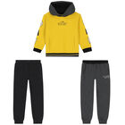 Boys Yellow, Grey & Black 3-Piece Tracksuit, 2, hi-res