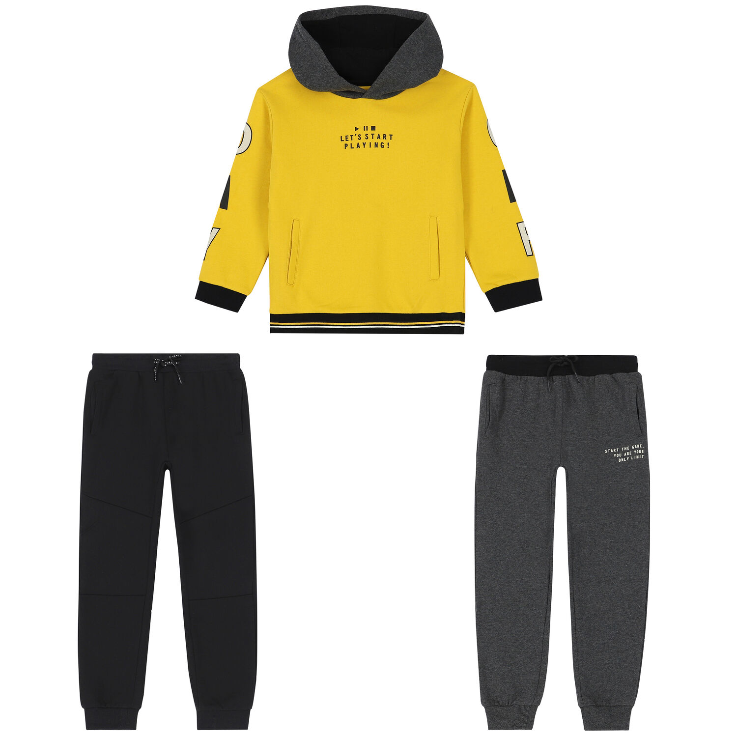 Boys Yellow, Grey & Black 3-Piece Tracksuit, 2, hi-res image number null