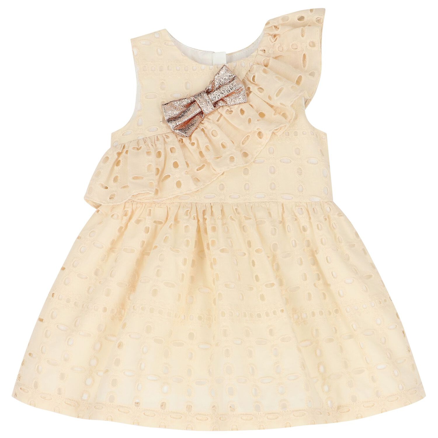 Baby Girls Ivory Broderie Anglaise Ruffle Dress Set, 1, hi-res image number null