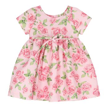 Baby Girls Pink Logo Floral Dress