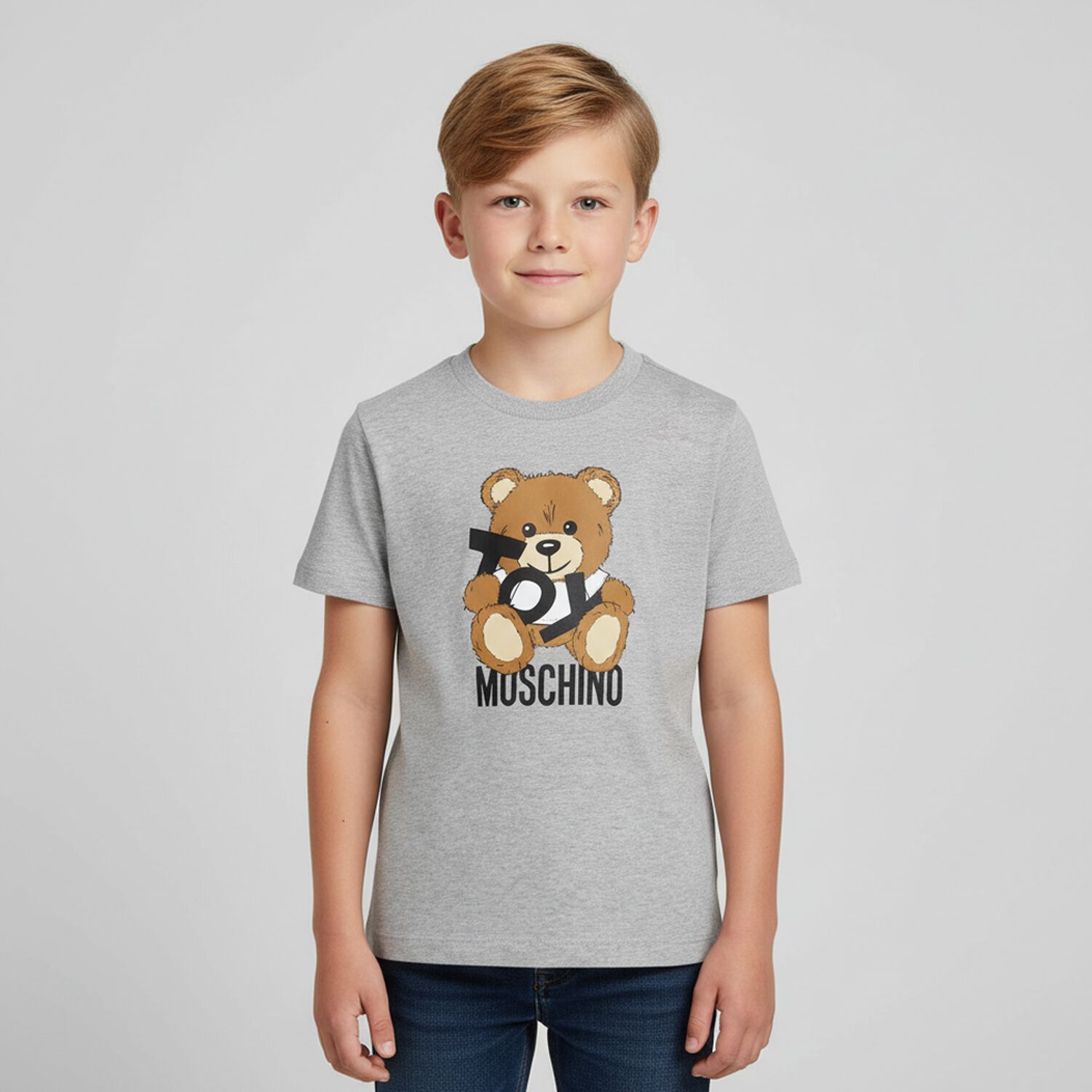 Grey Teddy Bear Logo T-Shirt, 7, hi-res