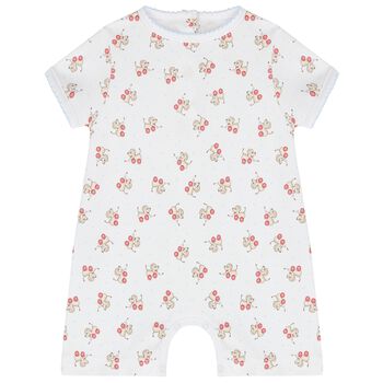 Baby Boys White Toy Print Romper