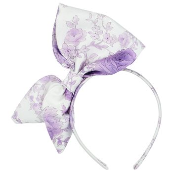 Girls White & Purple Floral Hairband