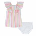 Younger Girls Pastel Stripe Dress, 1, hi-res
