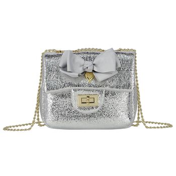 Girls Silver Bow Handbag