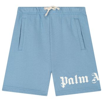 Blue Cotton Logo Shorts