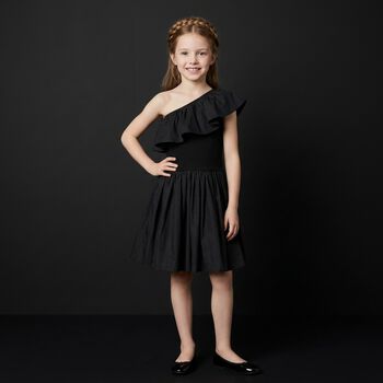 Girls Black Ruffled Dress