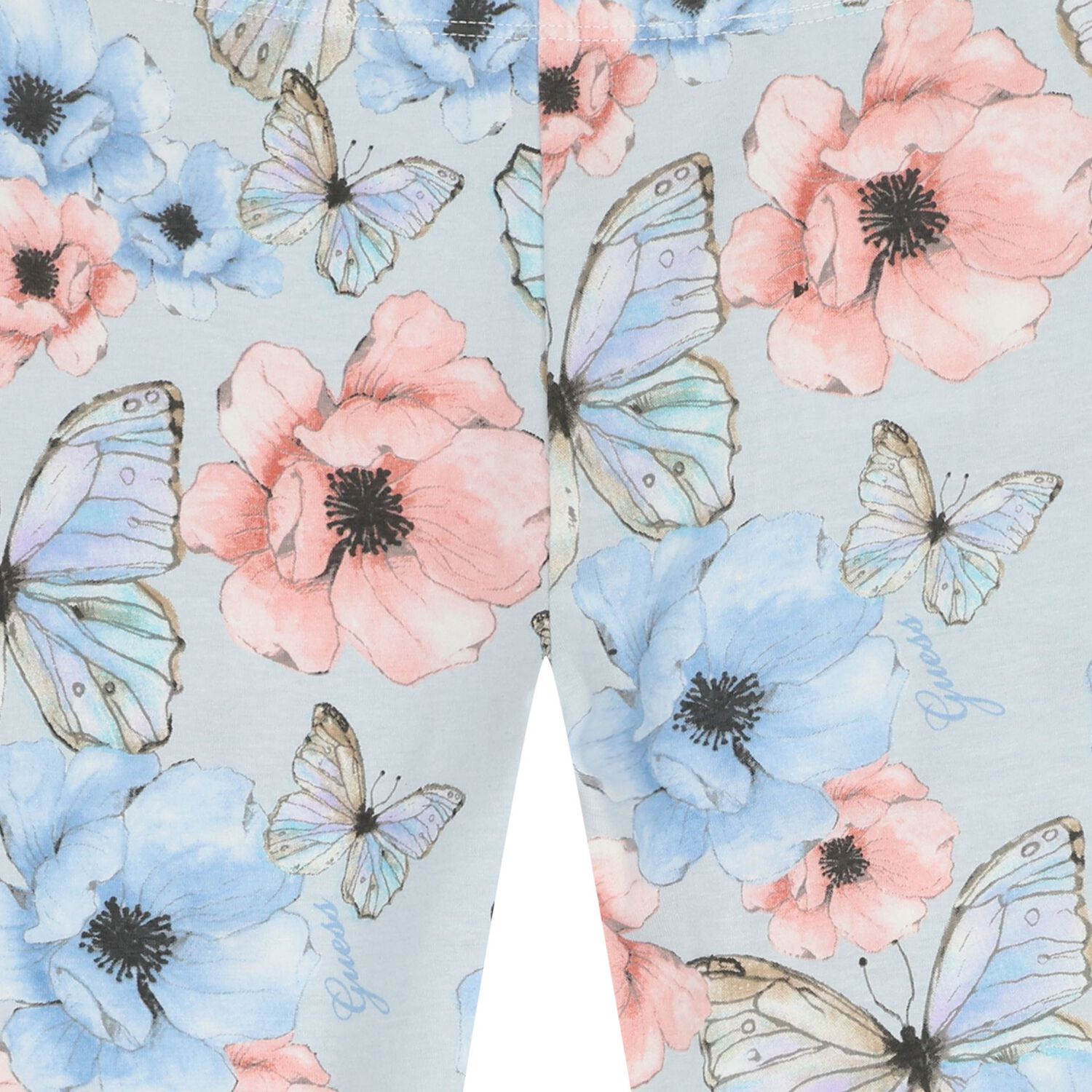 Girls Blue Floral & Butterfly Leggings , 1, hi-res