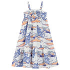 Girls White Cotton Poplin Logo dress, 1, hi-res