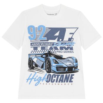 Boys White Sports Car T-Shirt