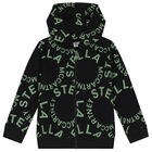 Boys Black Logo Hooded Zip Up Top, 1, hi-res