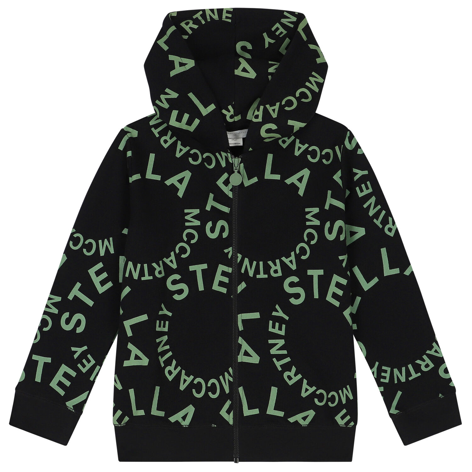 Boys Black Logo Hooded Zip Up Top, 1, hi-res