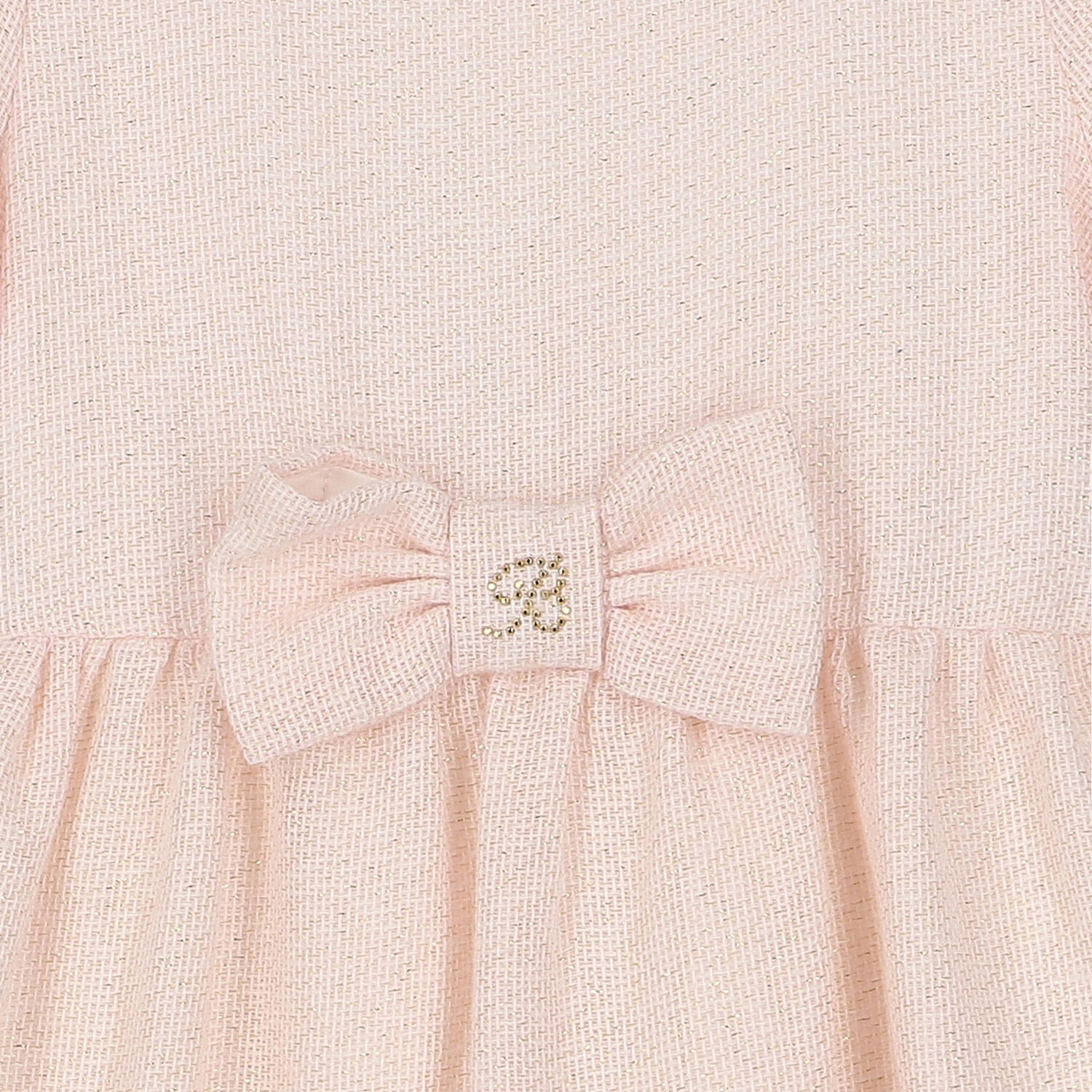 Girls Pink & Gold Bow Dress, 1, hi-res