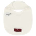 Baby Girls Ivory & Gold Logo Bib, 1, hi-res