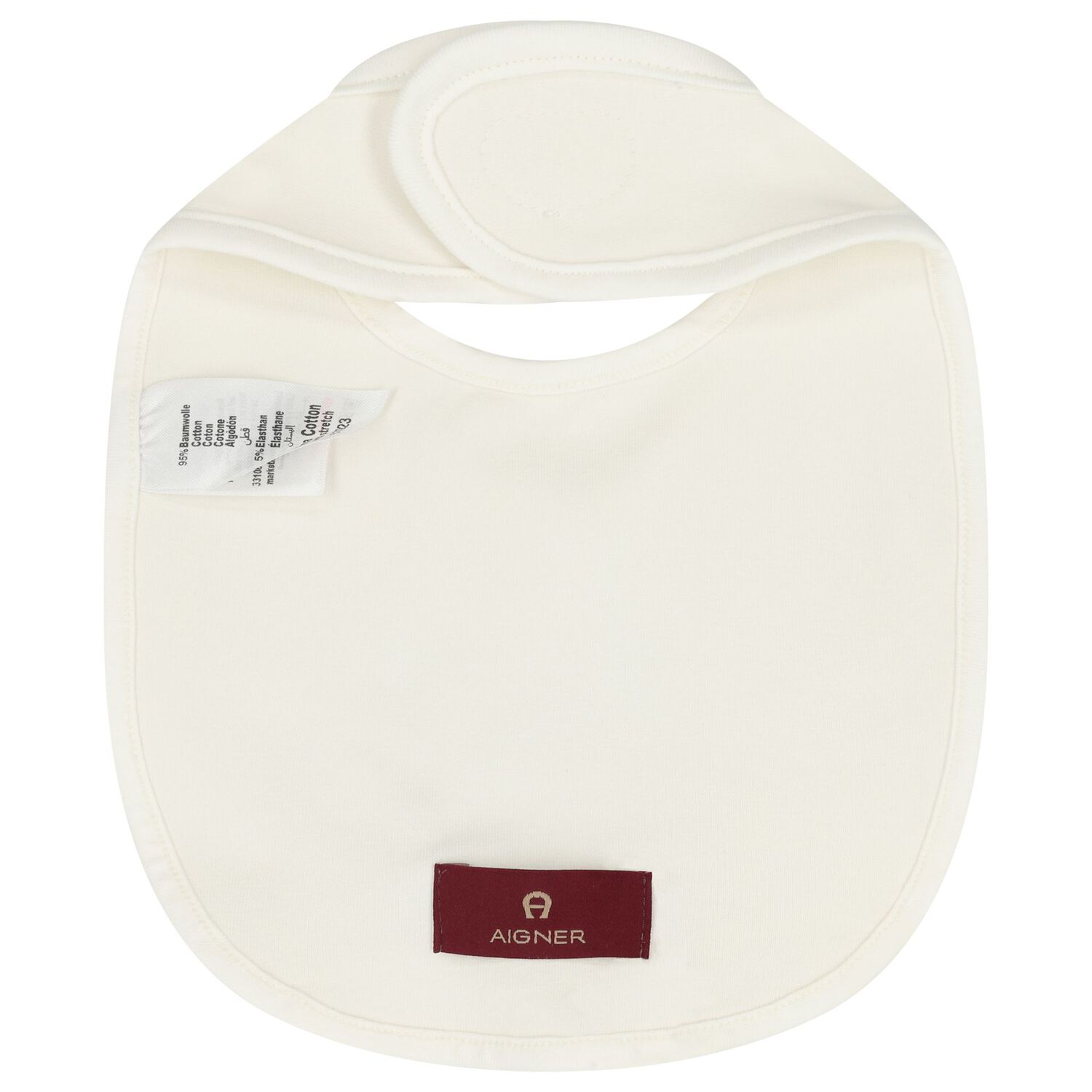 Baby Girls Ivory & Gold Logo Bib, 1, hi-res