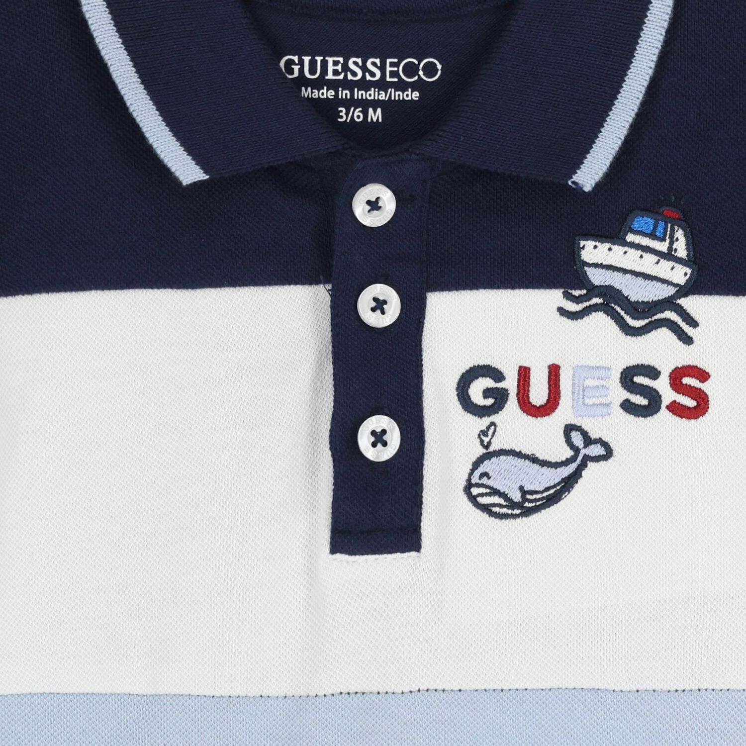 Baby Boys Navy Blue, White & Blue Polo Romper, 1, hi-res