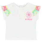 Younger Girls White & Pink Shorts Set, 1, hi-res