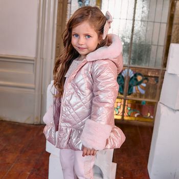 Girls Pink Quilted Puffer Jacket