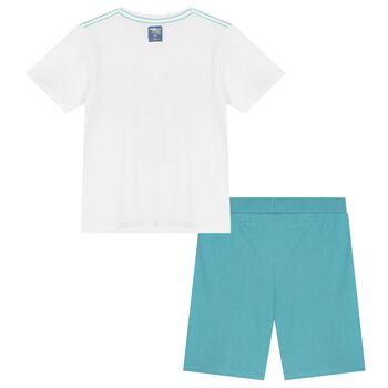 Boys Blue Palm Tree Print Shorts Set