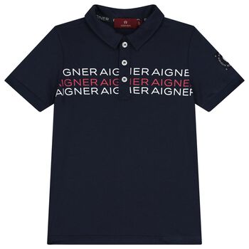 Boys Navy Blue Logo Polo Shirt
