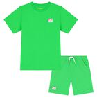 Boys Green Logo Shorts Set, 1, hi-res