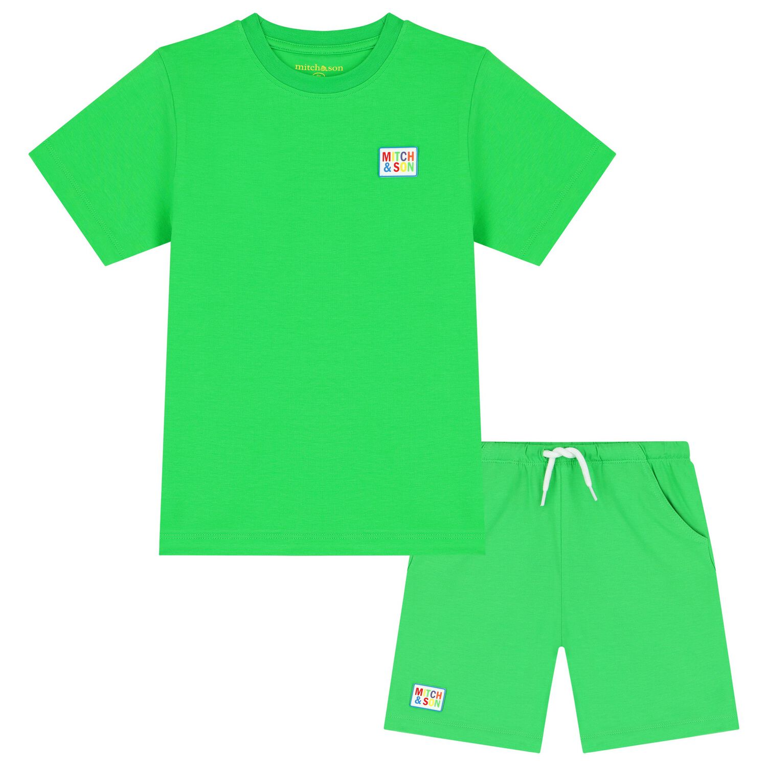Boys Green Logo Shorts Set, 1, hi-res image number null