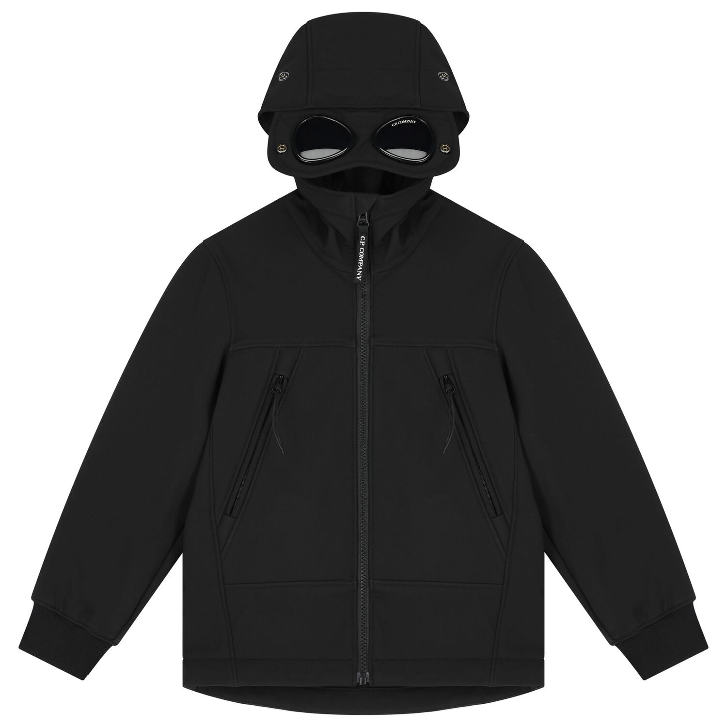 Boys Black Hooded Jacket, 1, hi-res