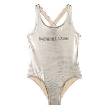 Girls Gold Logo Swimsuit