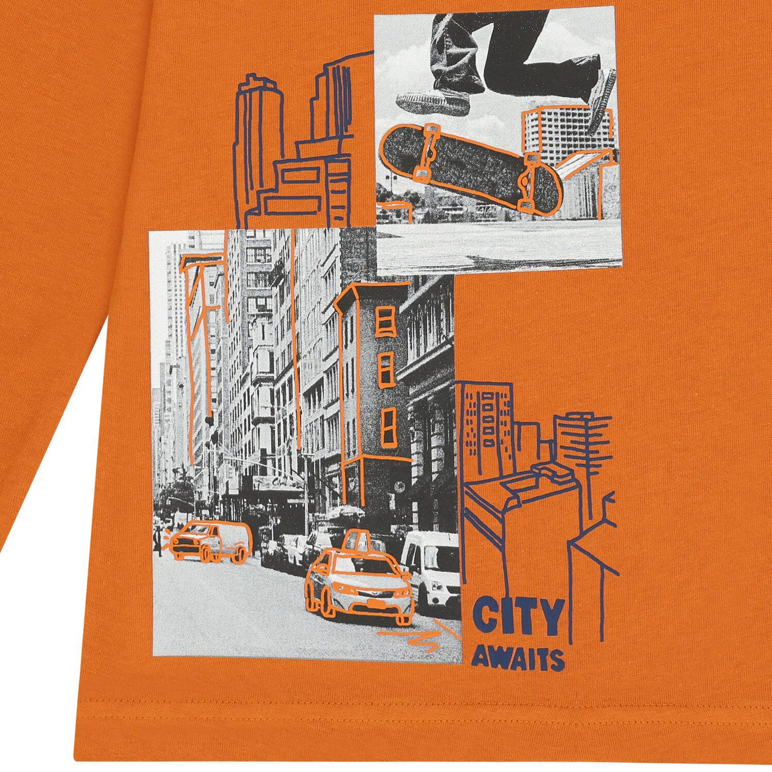 Boys Orange Long Sleeve Top, 1, hi-res image number null