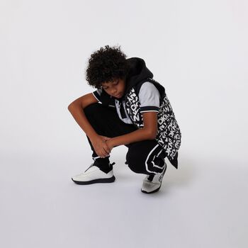 Black & White Logo Reversible Hooded Gilet