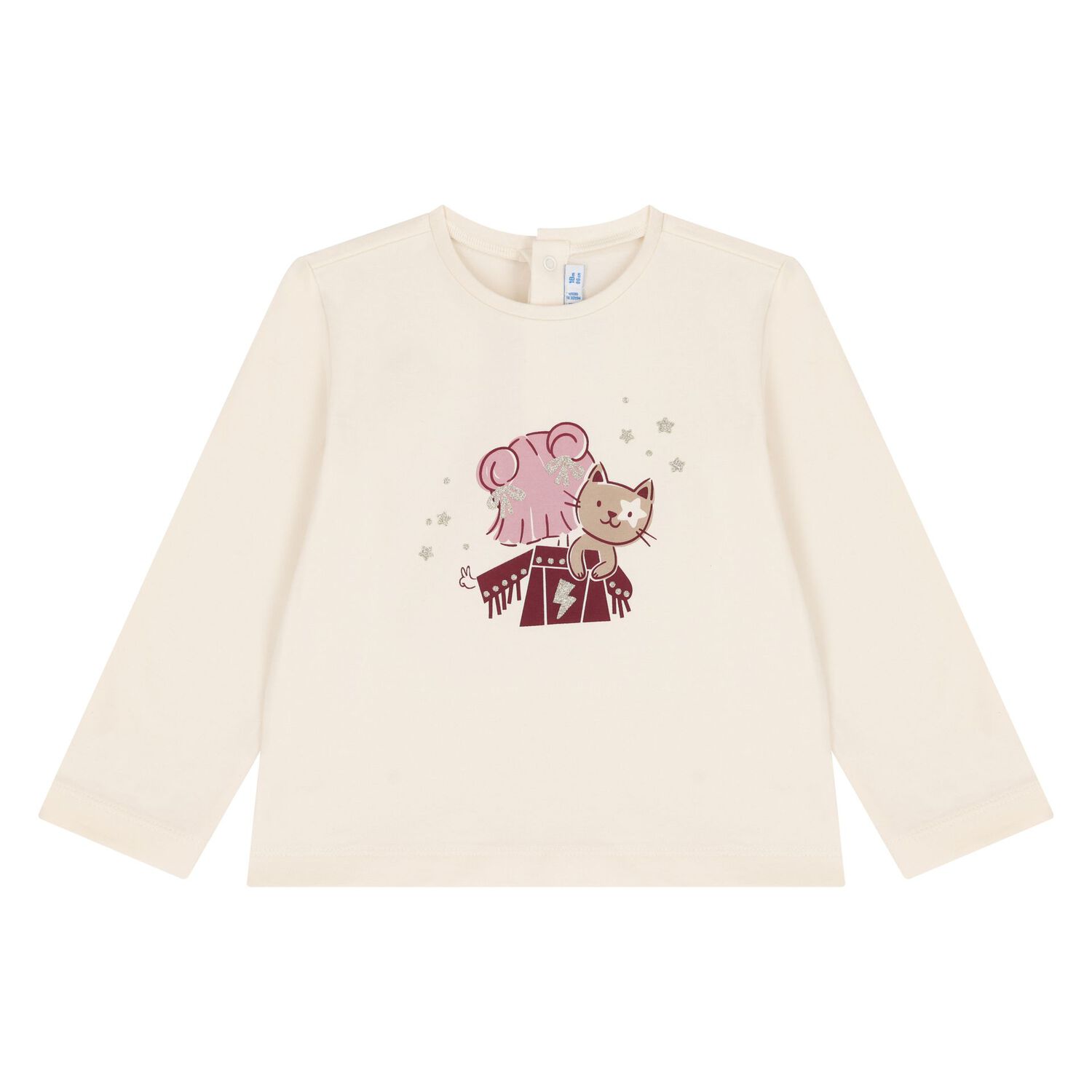 Younger Girls Ivory & Pink Cat 3 Piece Tracksuit, 2, hi-res
