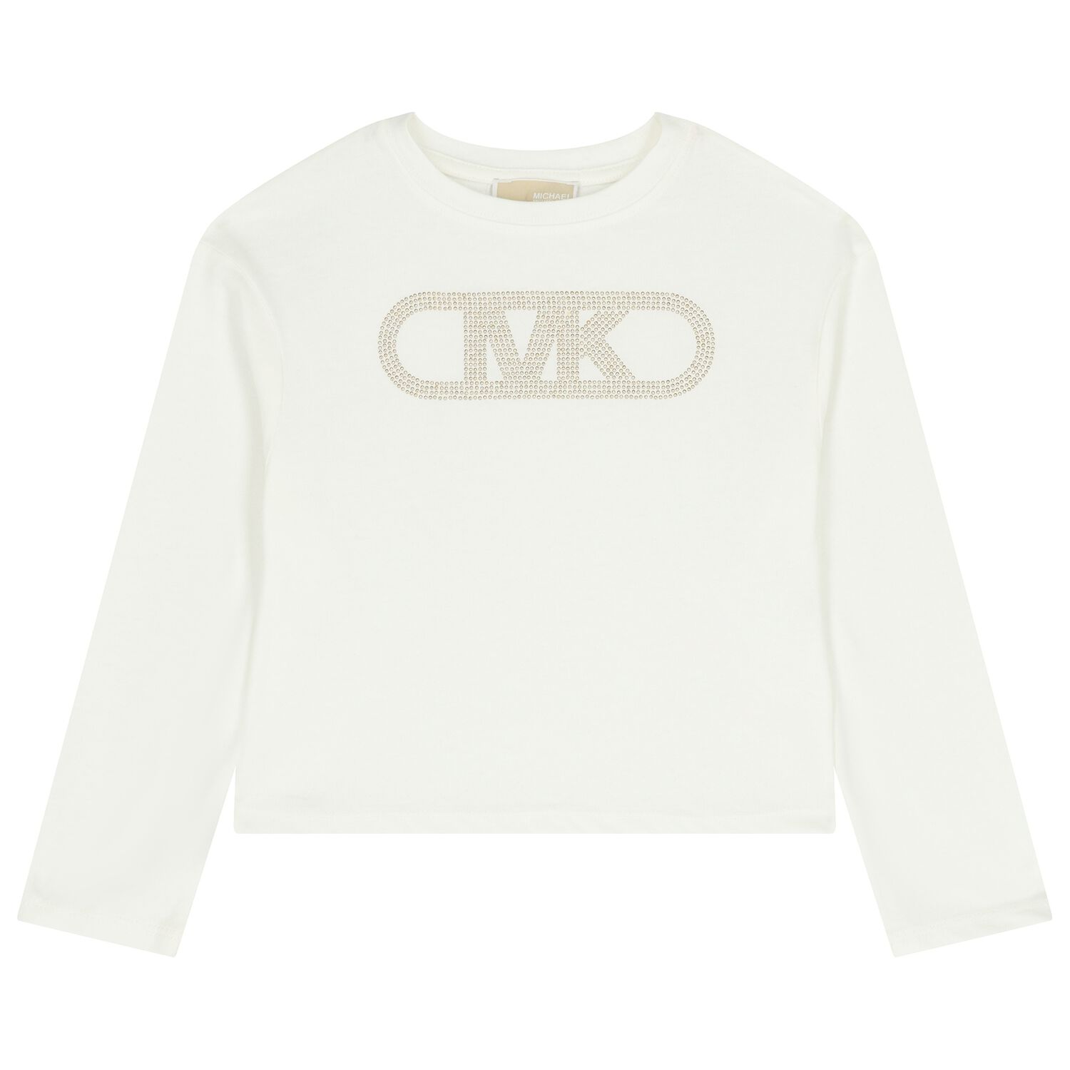 Girls White Logo Long Sleeve Top, 2, hi-res