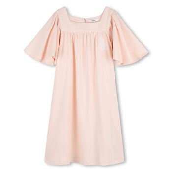 Girls Pink Logo Flutter Dress